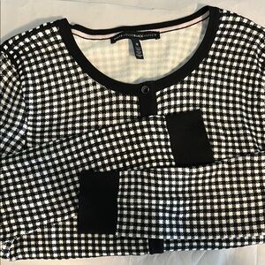 Black and White Houndstooth Cardigan Sweater